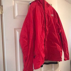 Men’s North Face Red Rain Coat with Hood